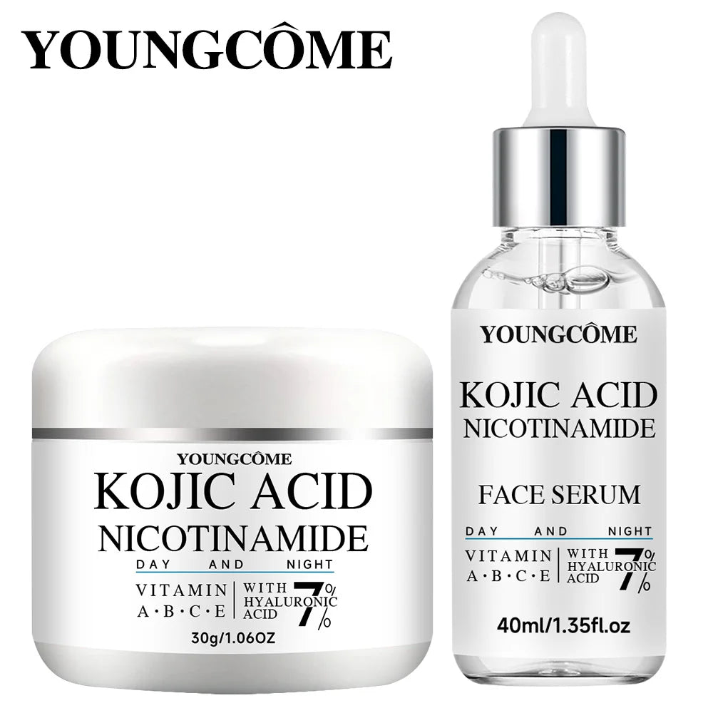 YOUNGCOME Kojic Acid Brightening Set – Toner, Serum & Cream Brightening Skin Care Set Qst