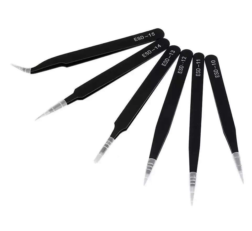 Antistatic Stainless Steel Precision Tweezers Set – 6 Pcs Precision Tweezers Set Qme 6 piece 6 piece