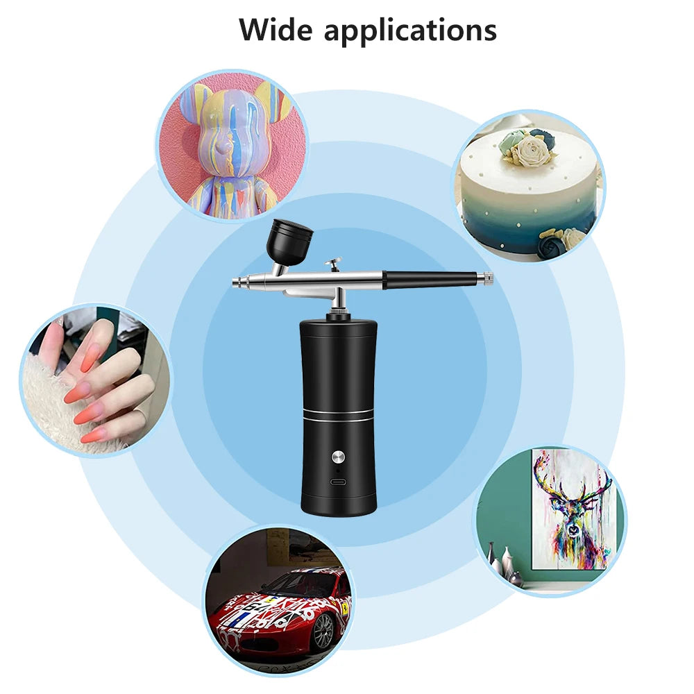 Peicon Mini Cordless Airbrush Kit – Nail Art, Tattoo & Painting Airbrush Spray Gun Qst