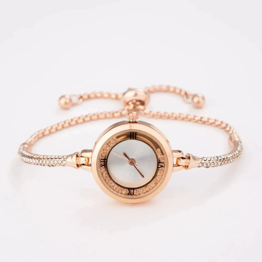 Women's Gold Bracelet Watch Small Dial Elegant Quartz Women's Fashion Watch Qme