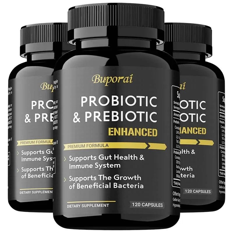 Pslalae Probiotics & Prebiotics Capsules – Daily Gut Support Probiotic Supplement Qst 120 Capsule-3bottles