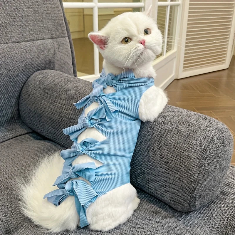 Cat Spay Recovery Wrap – Abdominal Protection Suit Cat Recovery Suit Qme Blue S