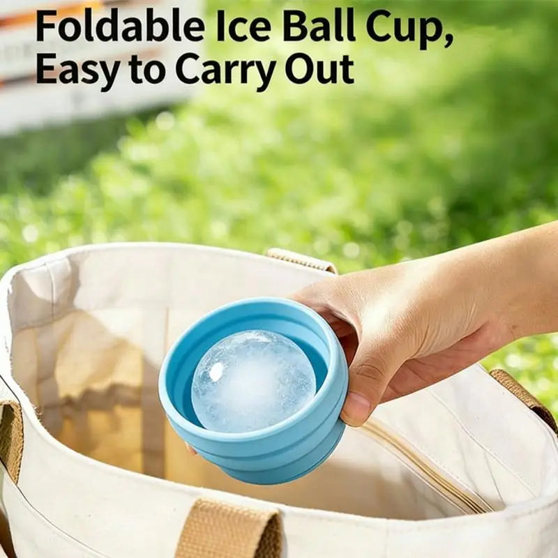 Foldable Ice Ball Cup with Built-In Straw | Food-Grade Silicone Foldable Silicone Cup Qme