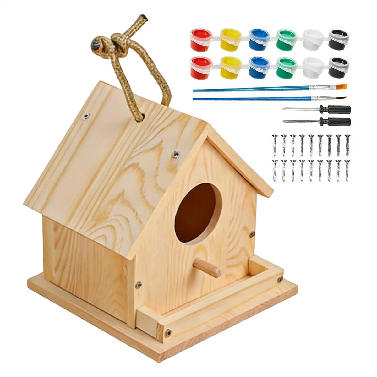 Wooden Birdhouse Building & Painting Kit – DIY Educational DIY Craft Kit Qme