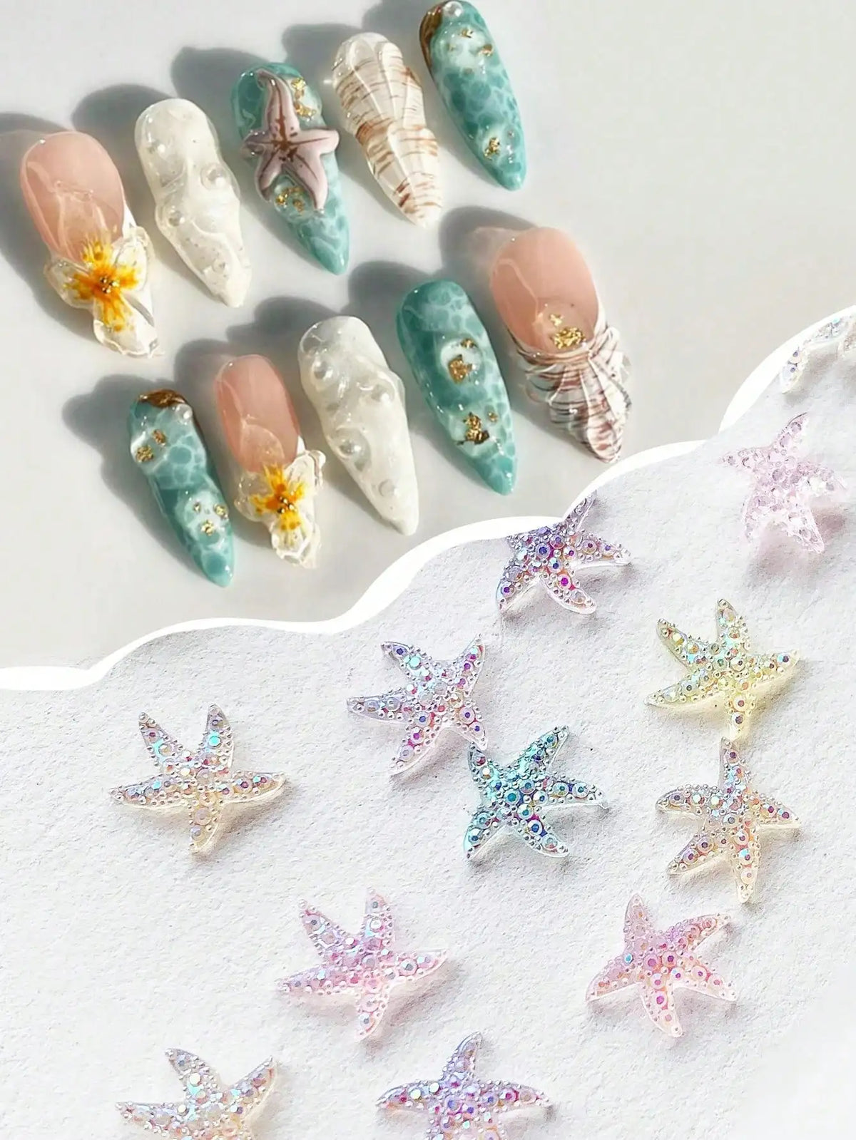 Ocean Sea Star Shell 3D Nail Art Decorations 50pcs | Qme 3D Nail Decorations Qme