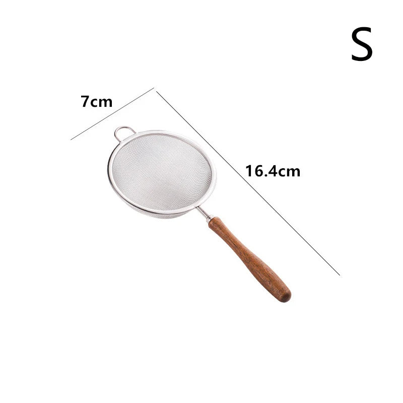 Fine Mesh Flour Sifter – Stainless Steel & Walnut Handle Fine Mesh Sifter Qst Small