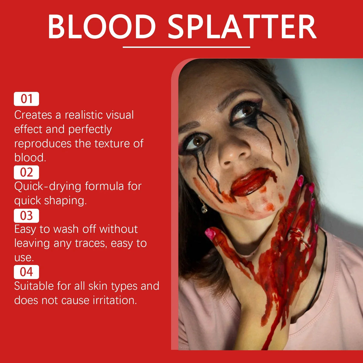 Halloween Fake Blood Spray Makeup Prop | Realistic Horror FX Costume Makeup Prop Qme