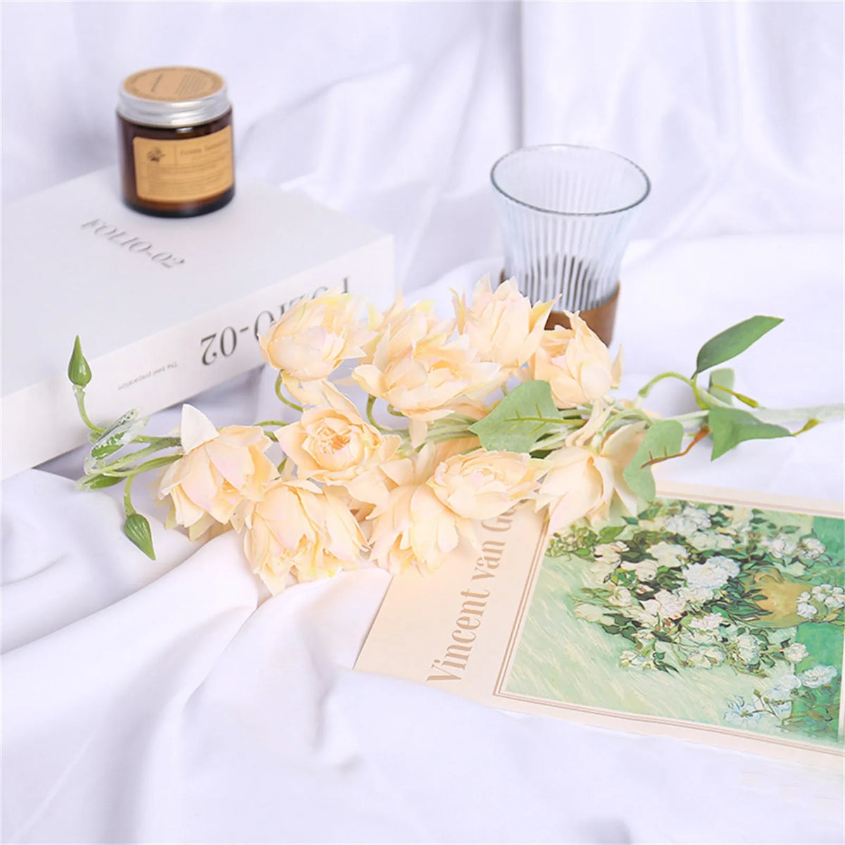 Artificial Silk Flowers with Stems – Wedding, Party & Home Decor Artificial Silk Flowers Qme Champagne