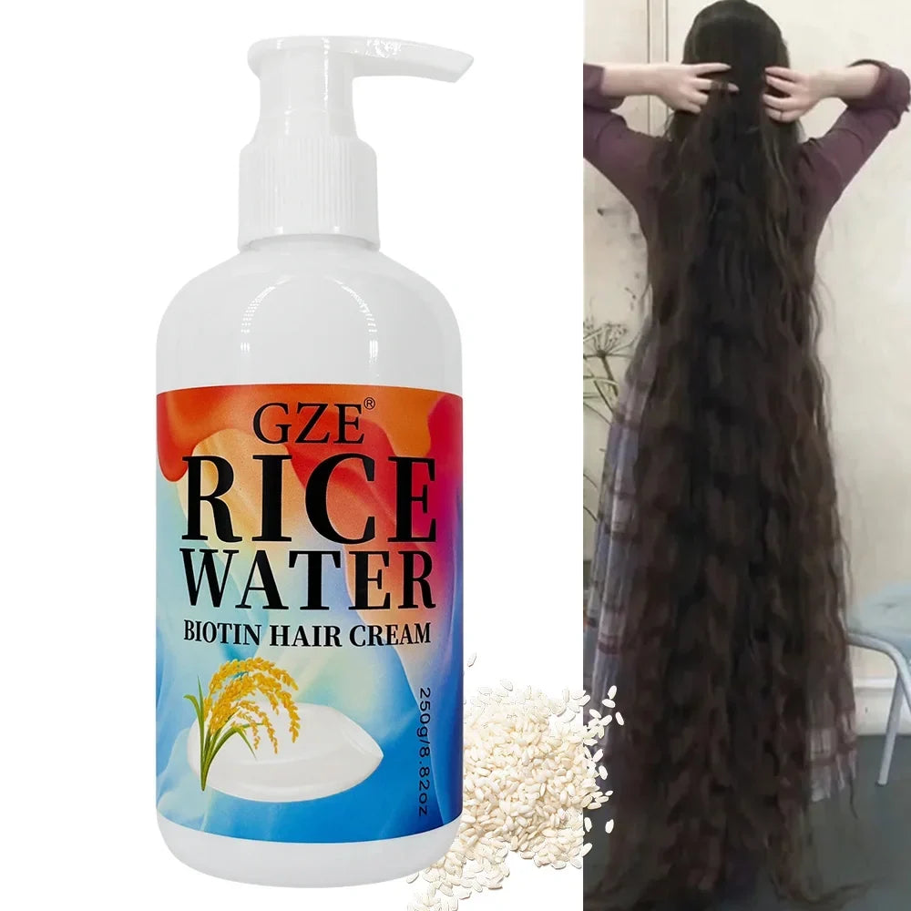 GZE Rice Water Biotin Hair Cream – Deep Hydrating Moisturizer Hair Moisturizing Cream Qme