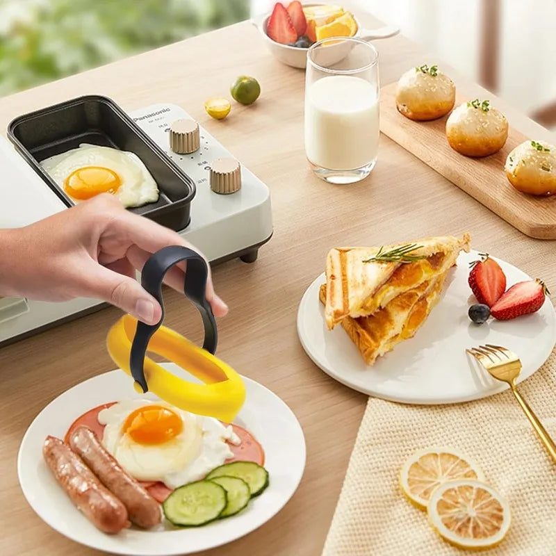 Silicone Egg Ring 3-in-1 Non-Stick Mold with Flip Handle | Qme Egg Ring Mold Qme
