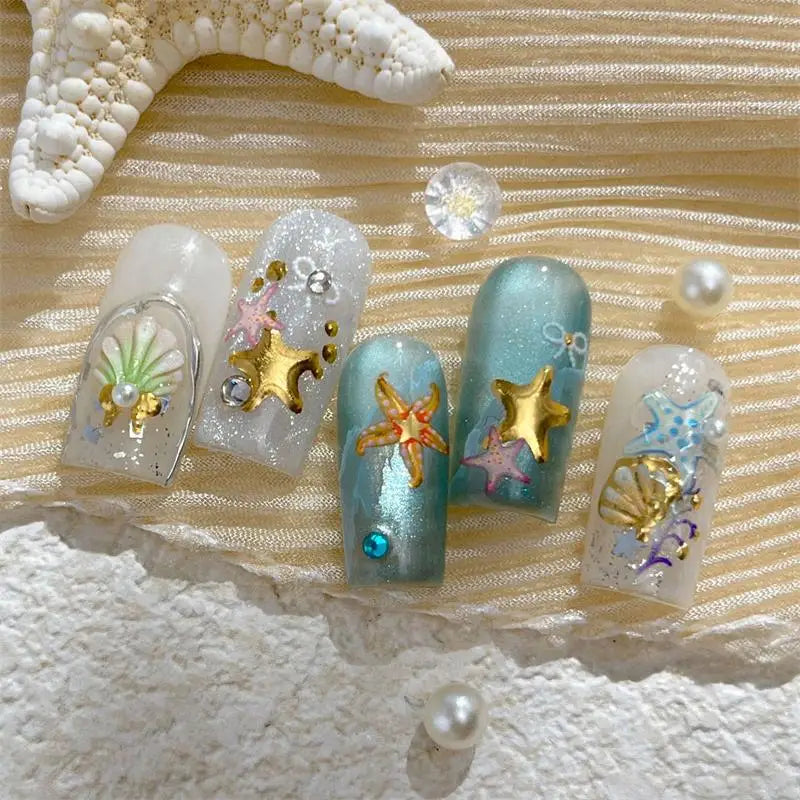 3D Beach Ocean Nail Art Stickers – Shell Starfish Clam Decals Nail Art Stickers Qme