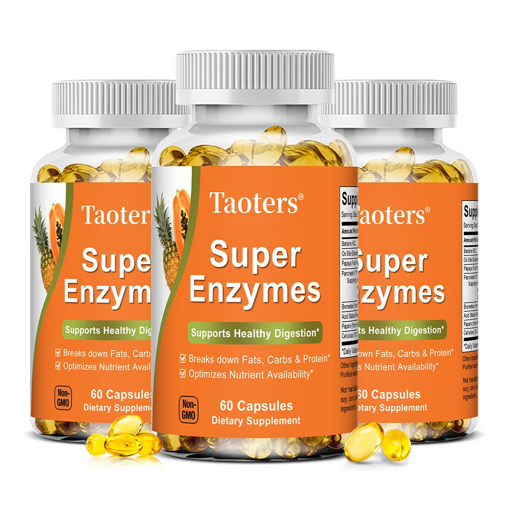 STRESSXCEL Super Enzymes 120 Caps – Bromelain, Ox Bile & Papain Digestive Enzyme Supplement Qst 60 count-3 bottle