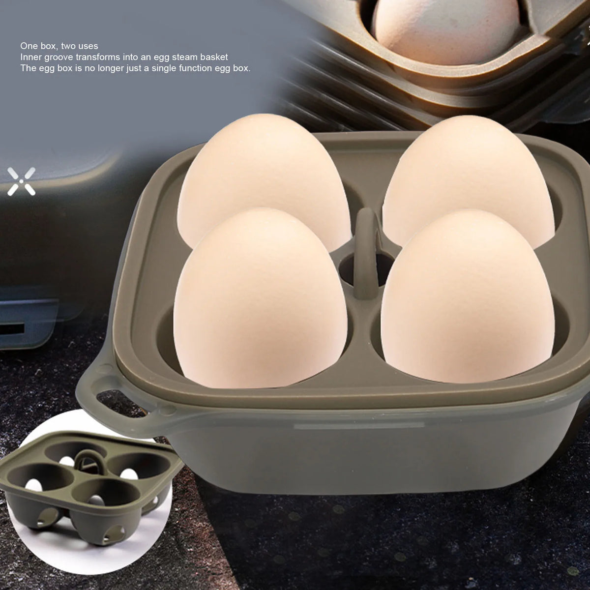 4-Grid Shockproof Egg Container for Camping & Picnic Egg Storage Container Qst