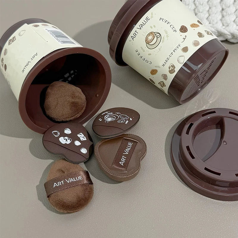 Mini Coffee Design Powder Puff Cup – Blush & Highlighter Powder Puff Applicator Qme