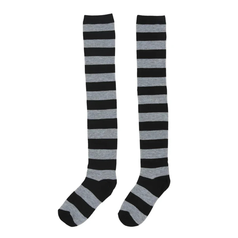 Women's Striped Over-the-Knee Long Socks – 18 Colors Over-the-Knee Socks Qme A4 One Size