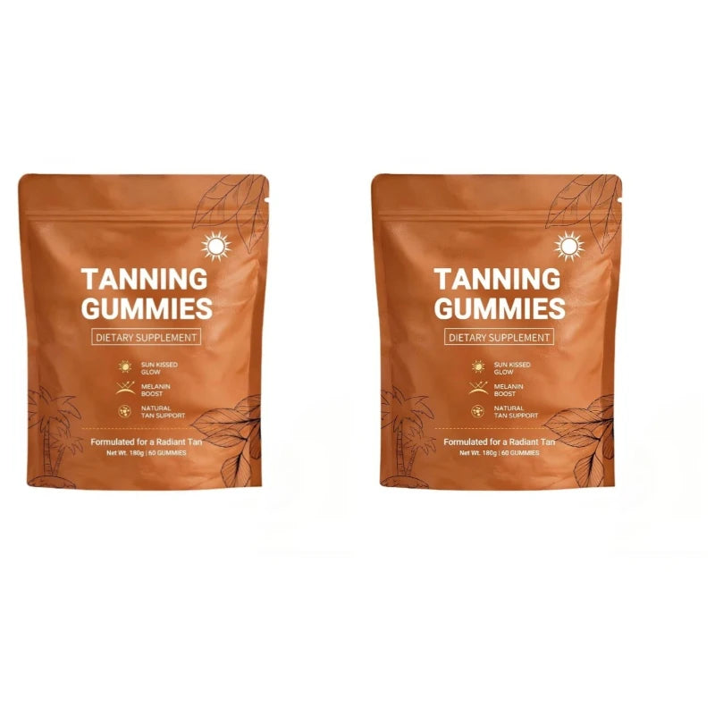 Tanning Gummies – Sunless Bronzing Glow, Vegan, Sugar-Free Tanning Supplement Qst 60 Gummies 2 bags