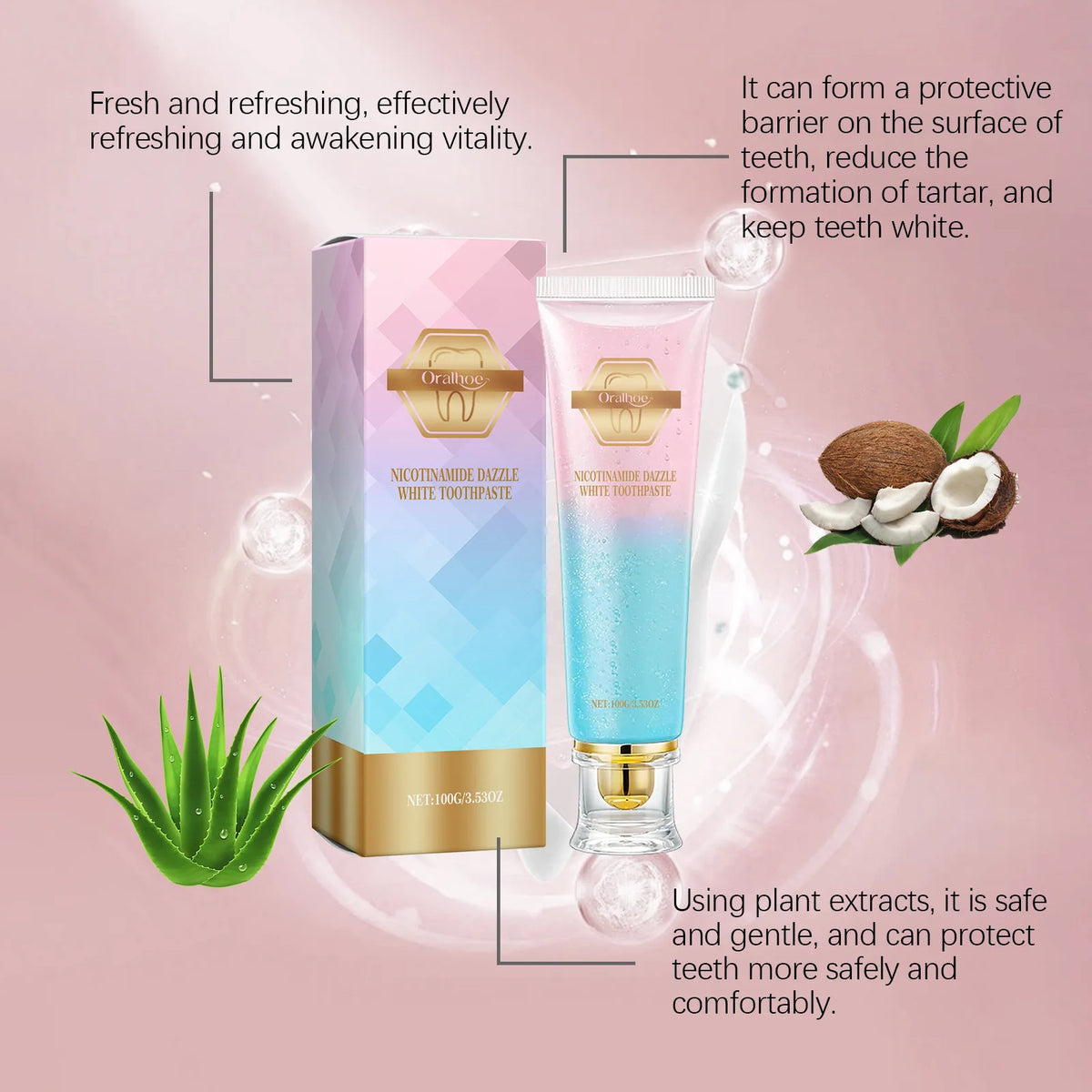 Oralhoe Niacinamide Whitening Toothpaste – Stain & Plaque Whitening Toothpaste Qst