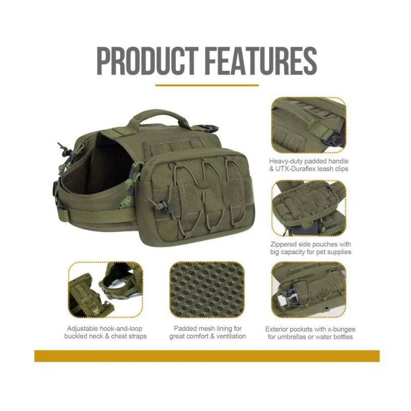 Nylon Tactical Dog Vest Harness – Medium & Large Dogs Tactical Dog Harness Qme