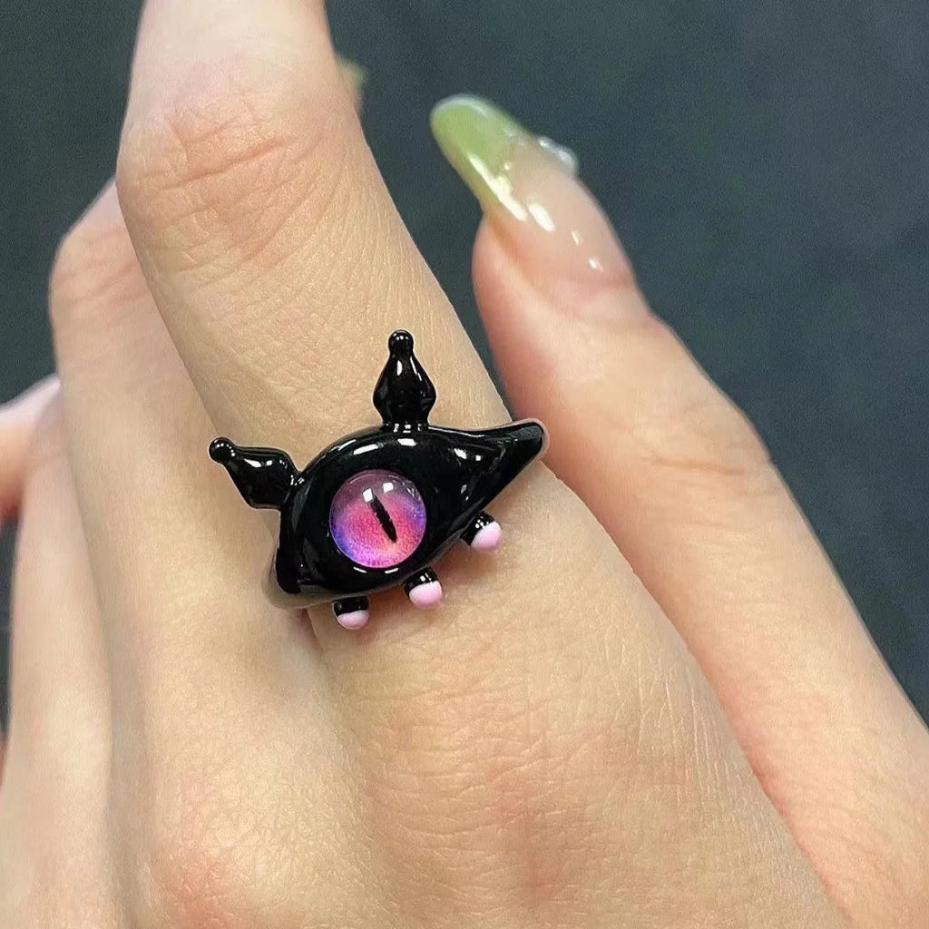 Cute Cartoon Cat Monster Resin Open Ring – Fun Statement Jewelry Novelty Fashion Ring Qme 8 China Mainland resizable