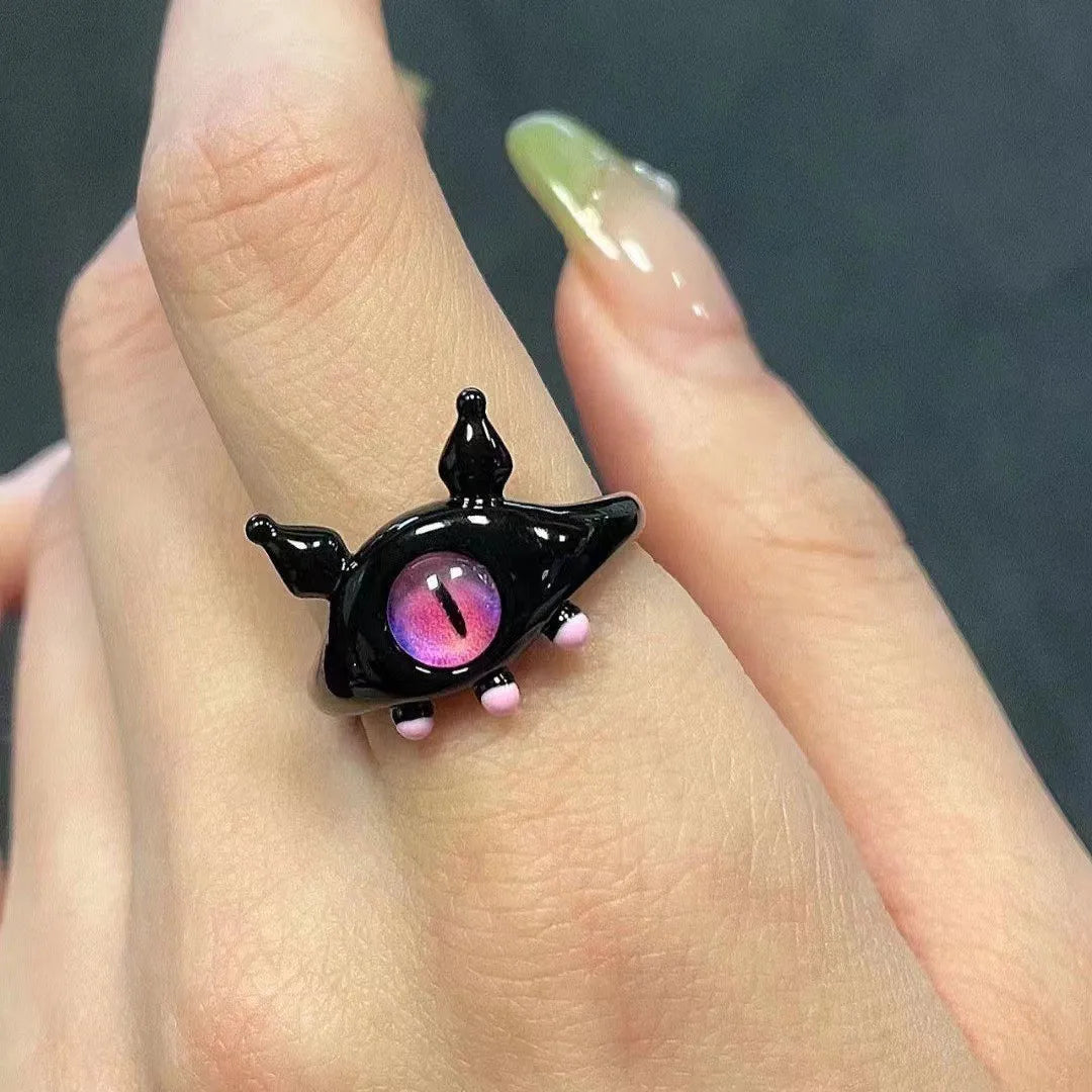 Cute Cartoon Cat Monster Resin Open Ring – Fun Statement Jewelry Novelty Fashion Ring Qme 8 China Mainland resizable