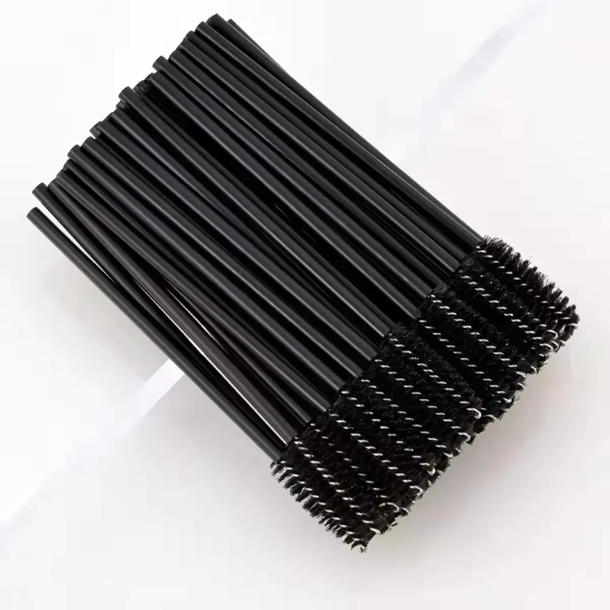 50-Pack Disposable Spoolie Eyebrow & Eyelash Wand Brushes Disposable Spoolie Wands Qme 50PCS Black