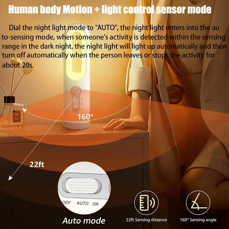 Portable Motion Sensor Night Light & LED Flashlight 2-in-1 Motion Sensor Night Light Qme
