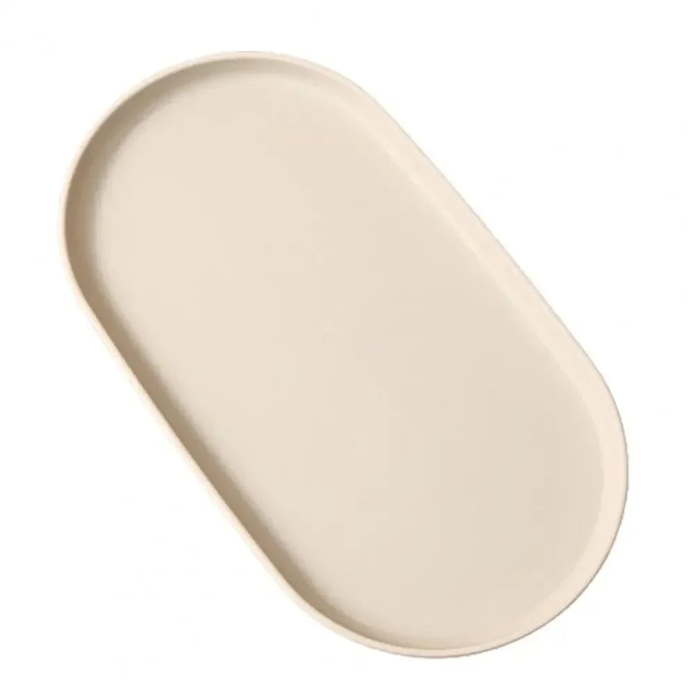 Stackable Oval Serving Plate Dessert Fruit Tray | 5 Colors Oval Serving Plate Qme 1pc Beige