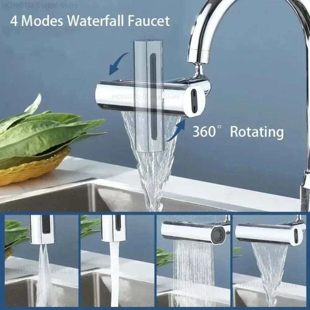 4-Mode Waterfall Faucet Aerator Extender Sprayer Kitchen Sink Faucet Aerator Sprayer Qme