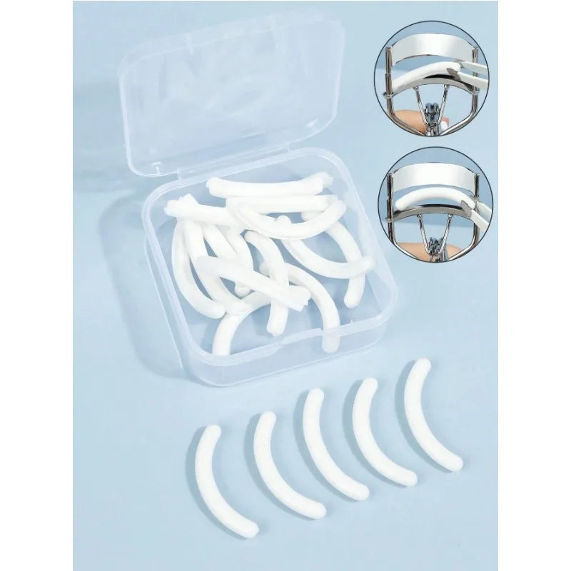 Eyelash Curler Silicone Replacement Pads & Clear Storage Box Eyelash Curler Accessory Qme white