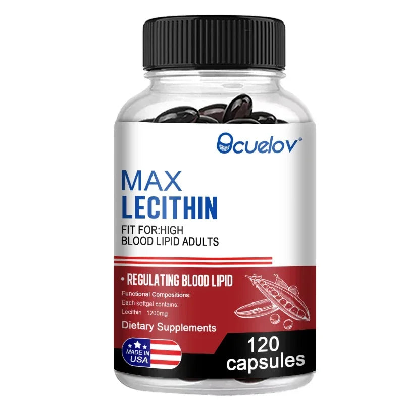 Lecithin 1200mg Capsules – Sunflower, Vegan, Non-GMO Lecithin Supplement Qst 120 count- 1 bottle