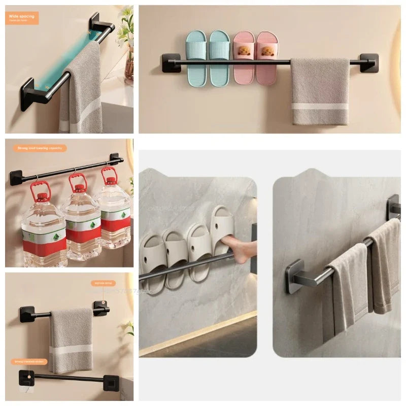 No Drill Wall Mounted Towel Rack – Aluminum Bathroom Bar Bathroom Towel Rack Qme