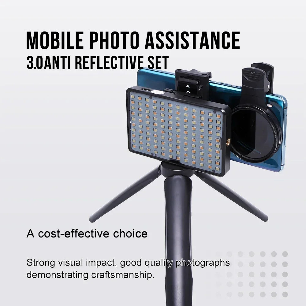 Tattoo Fill Light 120 LED Beads & 52mm CPL Cellphone Lens Kit Photography Fill Light Qme