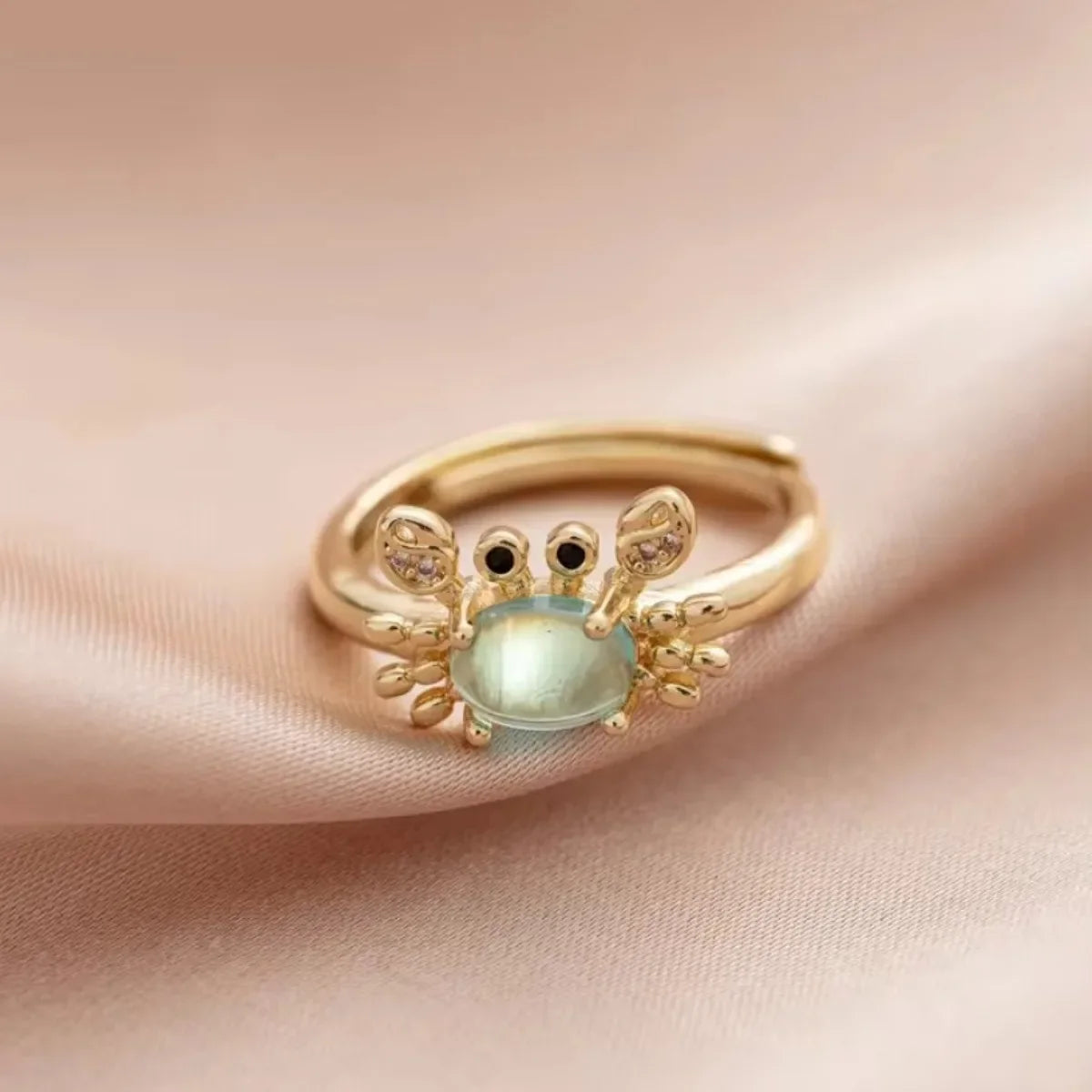 Mini Crab Charm Ring for Women | Cute Personalized Jewelry Charm Ring Qme