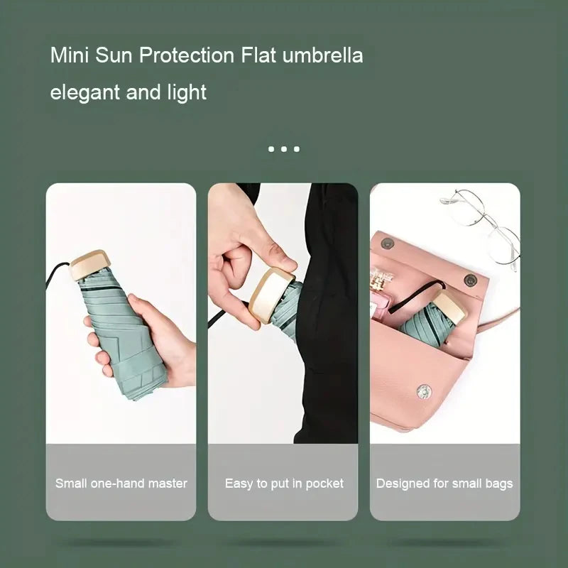 Compact 6-Rib Mini Folding Umbrella – Lightweight & Portable Folding Umbrella Qst