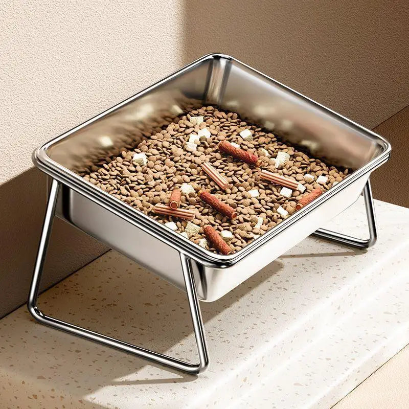 Stainless Steel Tilted Pet Bowl for Cats & Puppies – Large Pet Feeding Bowl Qme