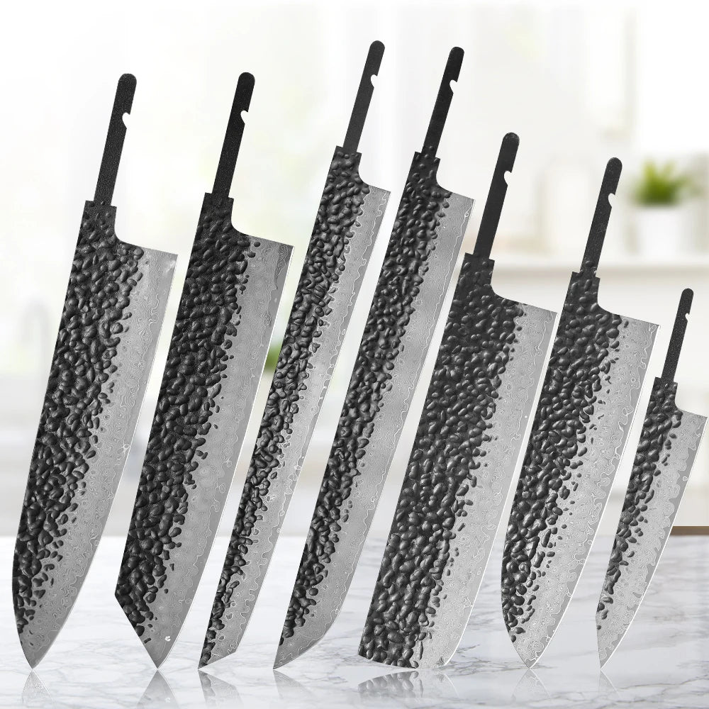 TURWHO Damascus VG10 Blank Blade Set – DIY Kitchen Knives Knife Blank Set Qst