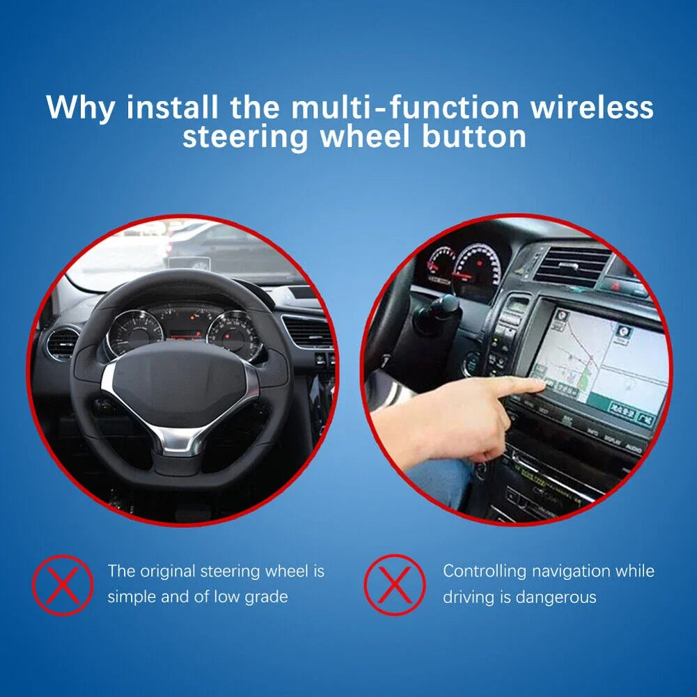 Wireless Steering Wheel Remote – 6-Button Car Nav DVD Control Car Steering Remote Qme