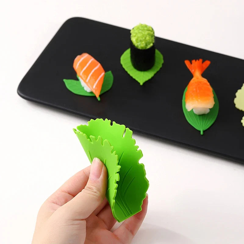 Silicone Leaf Bento Separator & Sushi Rice Ball Mat Set Bento Box Accessories Qme