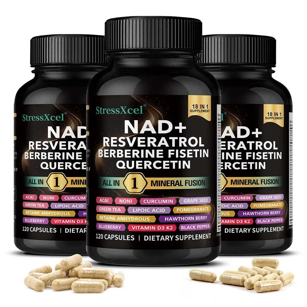NAD+ Supplement with Resveratrol – Cellular Energy, 120 Softgels NAD+ Supplement Qst 120 count-3 bottle
