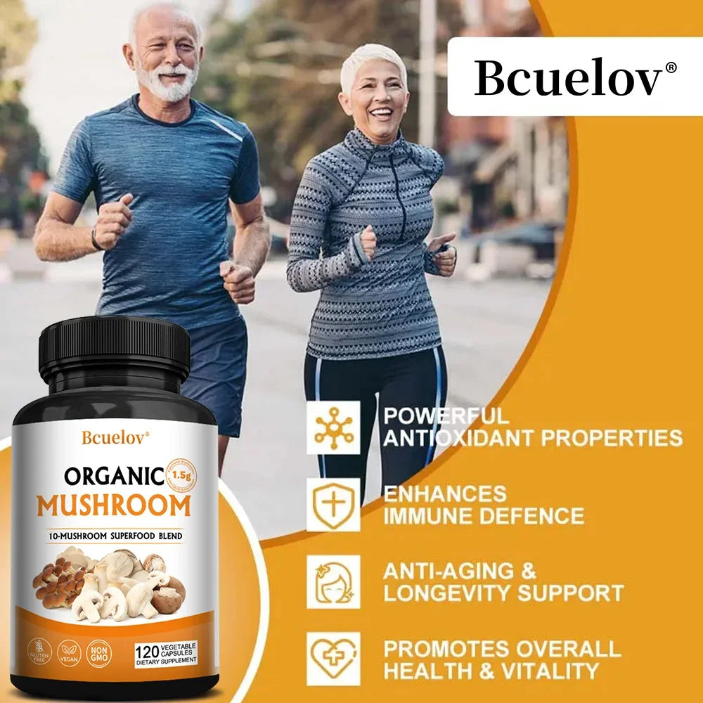 Mushroom Complex – Lion's Mane, Reishi & Cordyceps Capsules Mushroom Supplement Qst