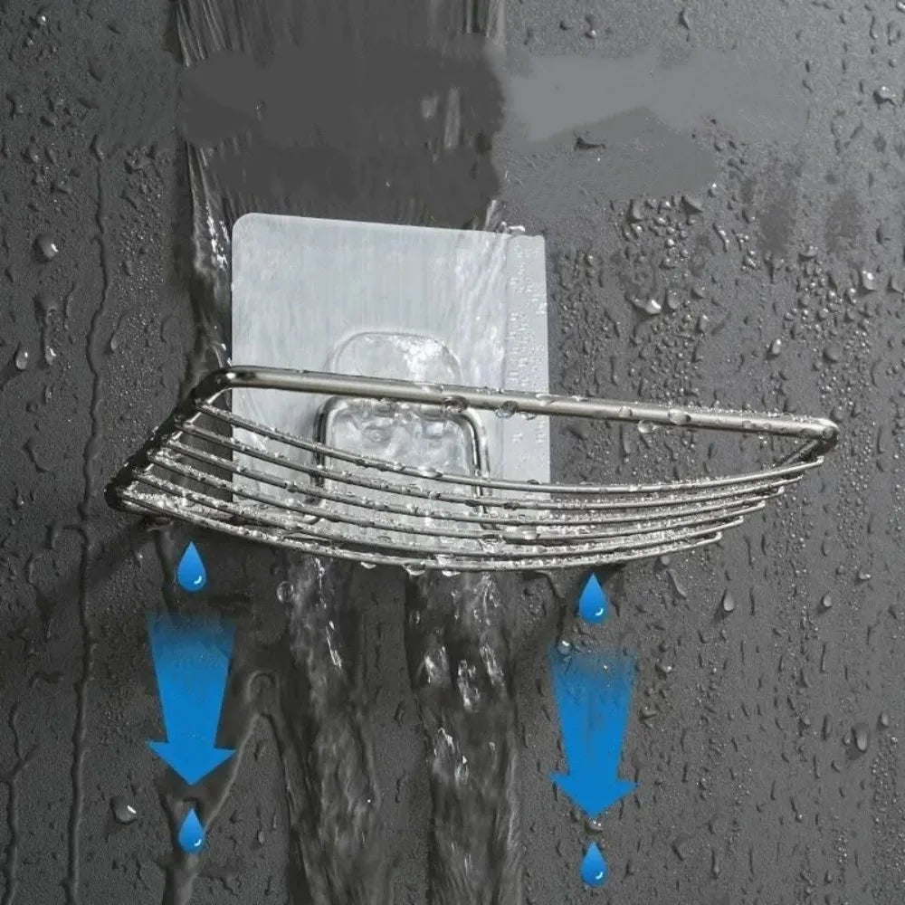 Wall-Mounted Stainless Steel Soap Holder with Drain Rack Soap Dish Holder Qme