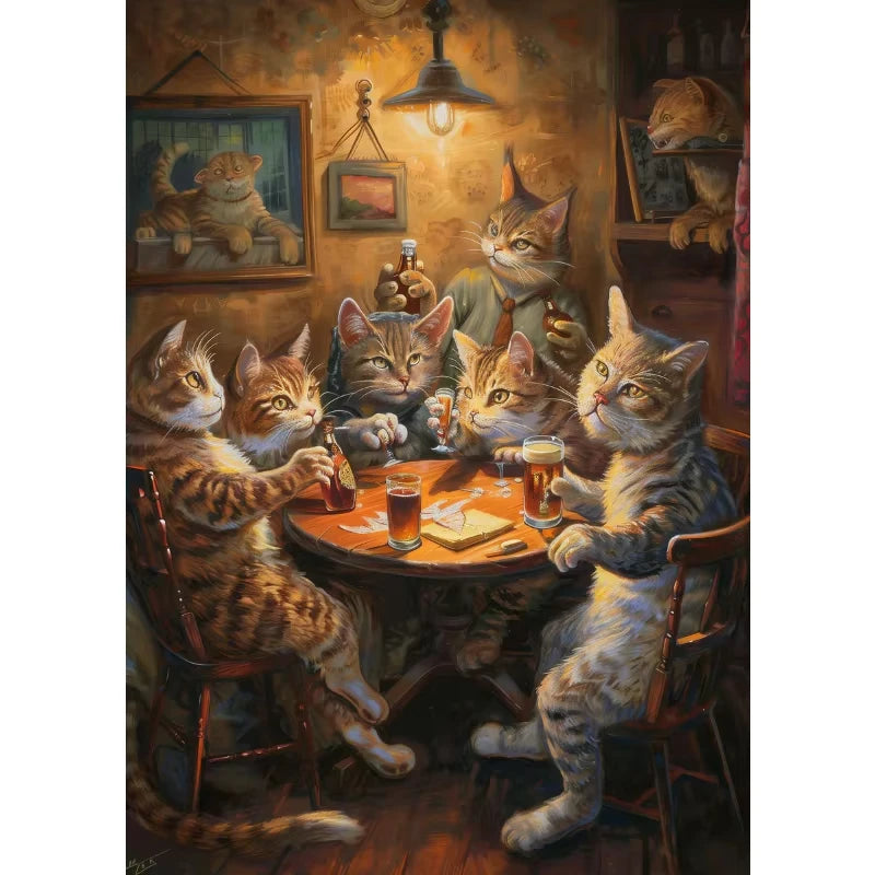 Retro Animals Tavern Beer Canvas Wall Art – Unframed Poster Canvas Wall Art Qst 6 20x30cm Unframed