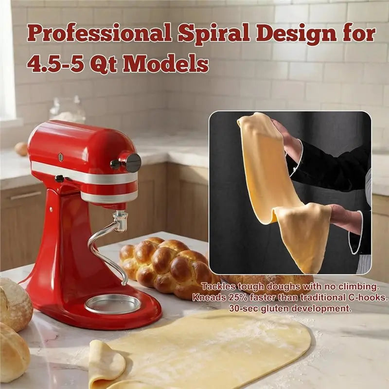 Spiral Dough Hook for KitchenAid 4.5–5 Qt Tilt-Head Mixer Mixer Dough Hook Qst