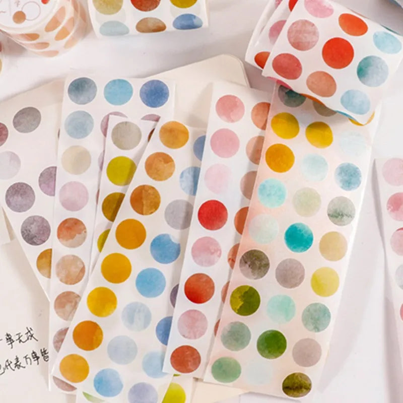 Watercolor Polka Dot Washi Sticker Roll for Junk Journaling Washi Sticker Roll Qme