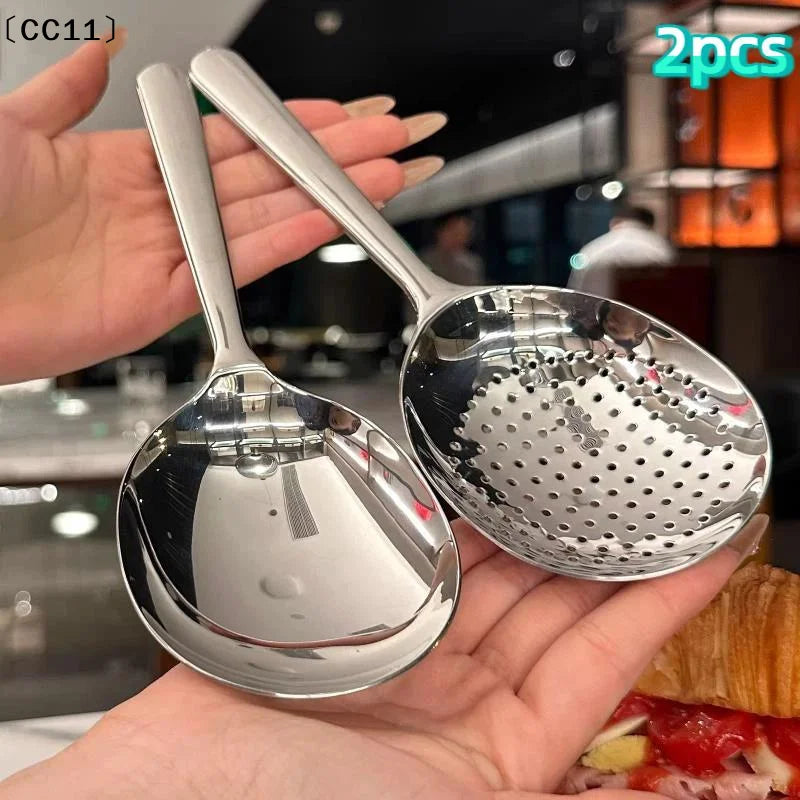 Stainless Steel Slotted Serving Spoon & Soup Ladle Slotted Serving Spoon Qme