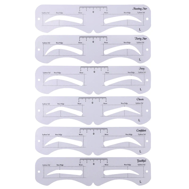 6-Pack Reusable Eyebrow Stencils – Grooming Shaper Templates Eyebrow Stencil Set Qme L