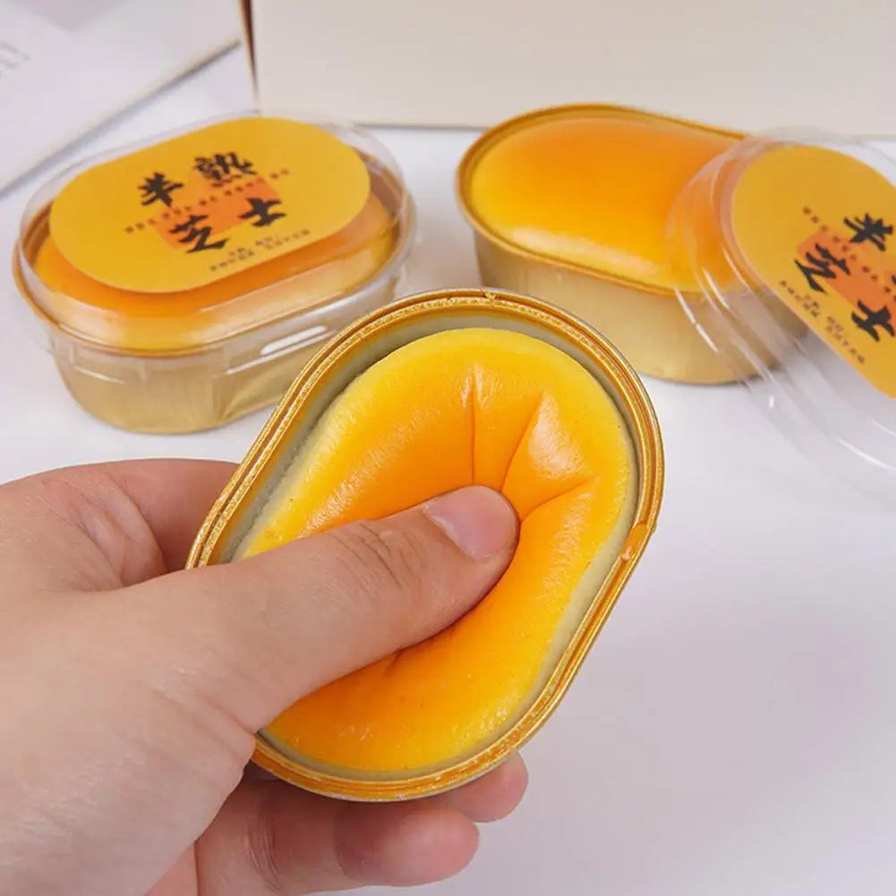 PU Cheese Bread Squishy Slow Rebound Squeeze Sensory Toy Squishy Sensory Toy Qme