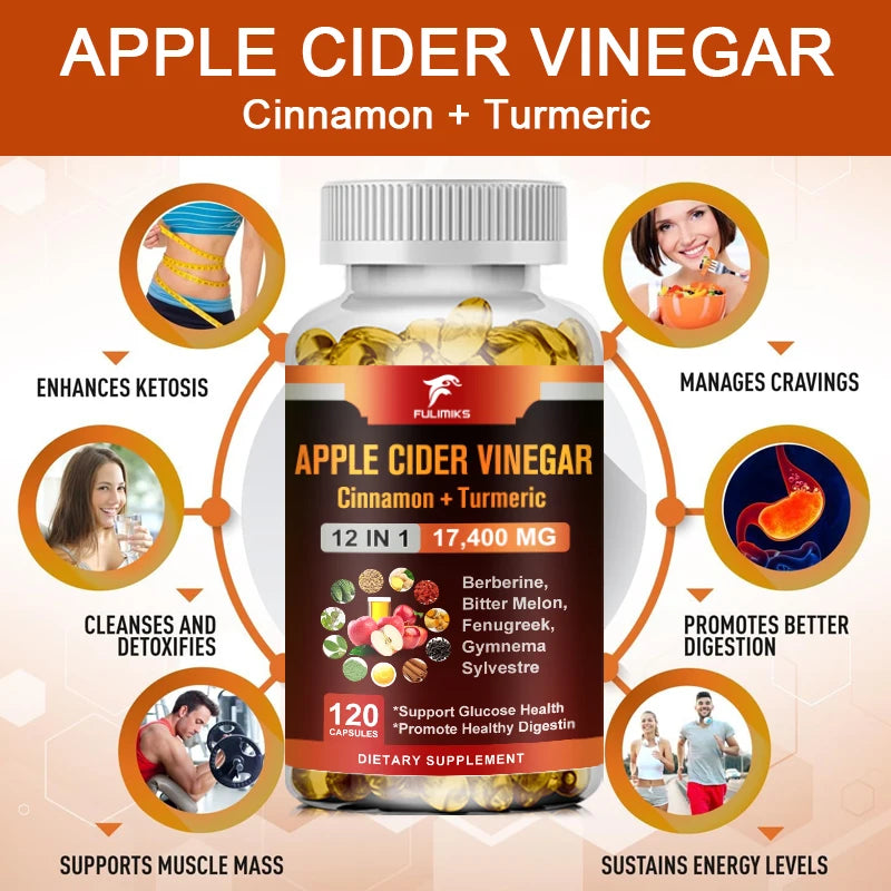 Apple Cider Vinegar Capsules – Vegan ACV Pills | Fulimiks ACV Supplement Capsules Qst