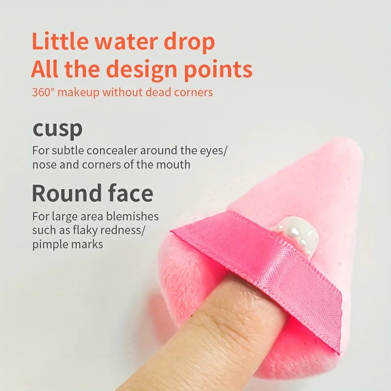 Mini Velvet Triangle Powder Puffs – Soft Makeup Blender Set Makeup Powder Puff Set Qme