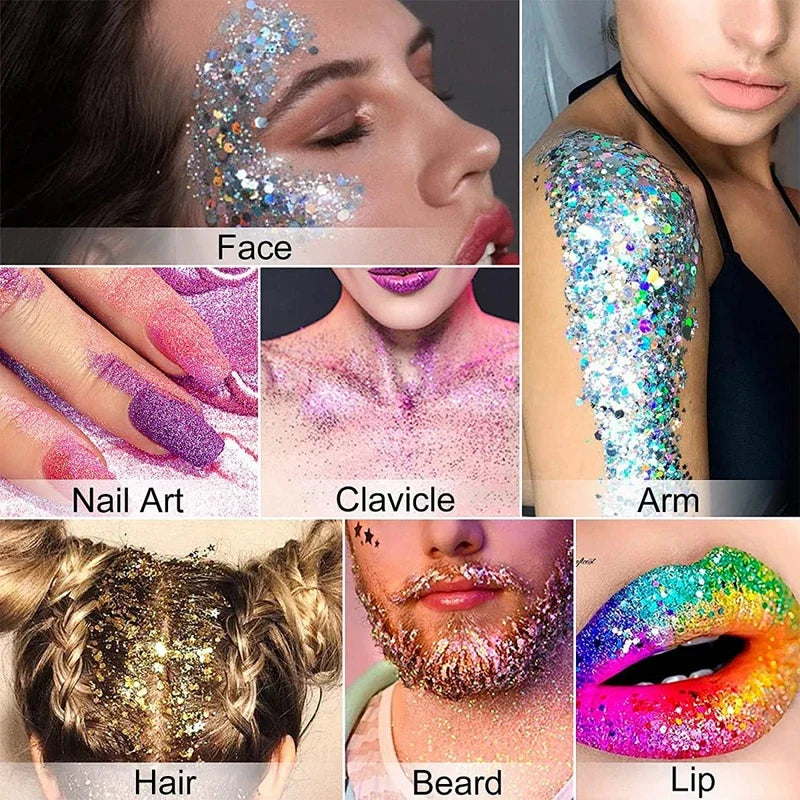 Multi-Colored Glitter Makeup – Waterproof, 8 Shades | Qme Glitter Makeup Qme